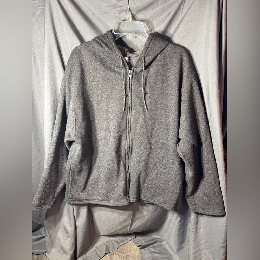 Hanes Dark Gray Pullover Hoodie with Pink Logo EPC